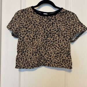 Garage Leopard Print Crop Top with Black Trim